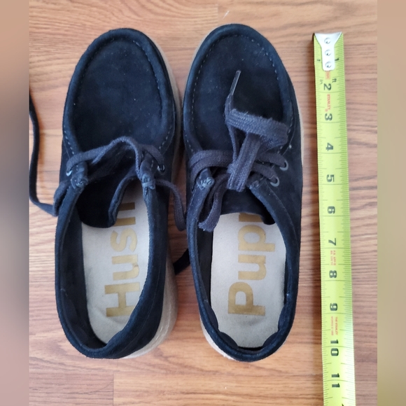 Hush Puppies Bridget Sneaker black suede platform shoes size 6W - Picture 8 of 9